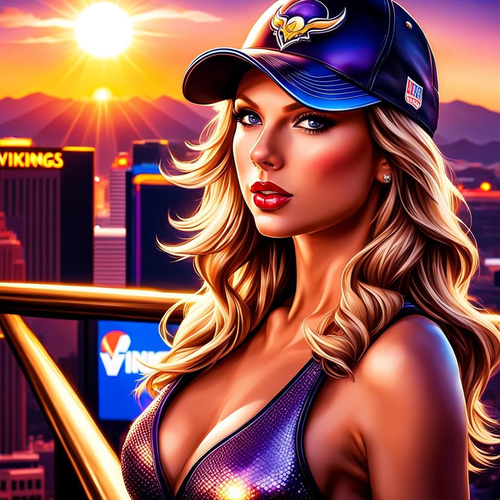 Minnesota Vikings Fan in Las Vegas at Sunrise