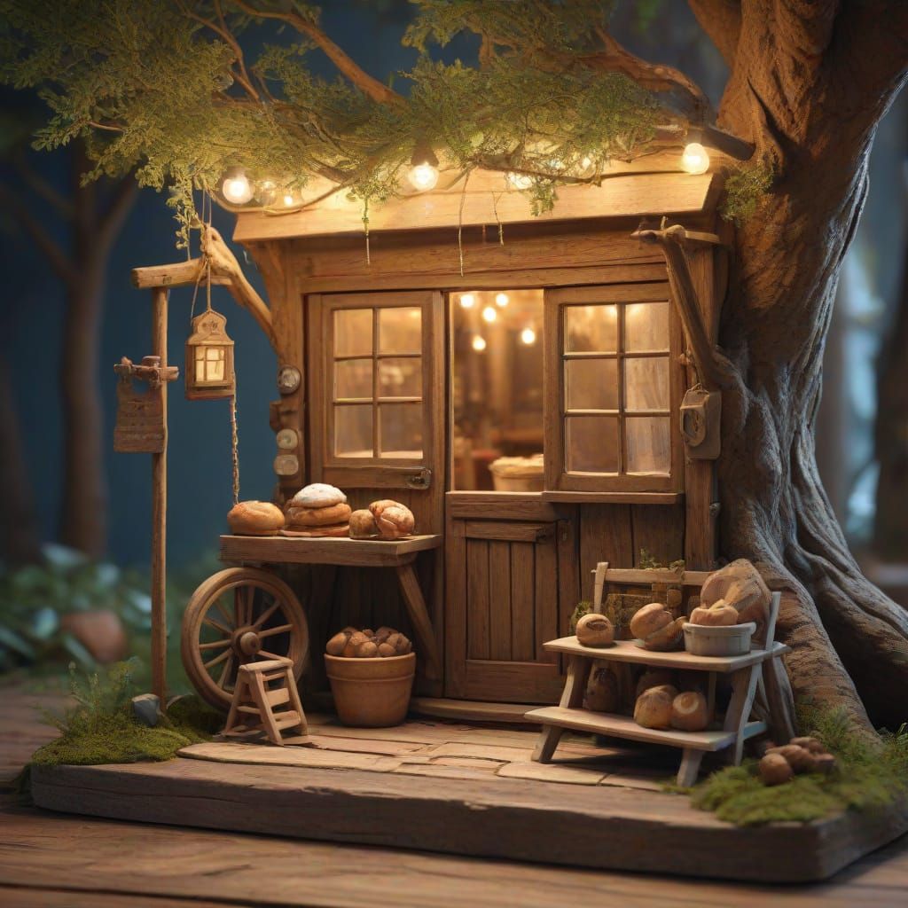 Whimsical Gnome Village Amidst Ancient Tree Roots