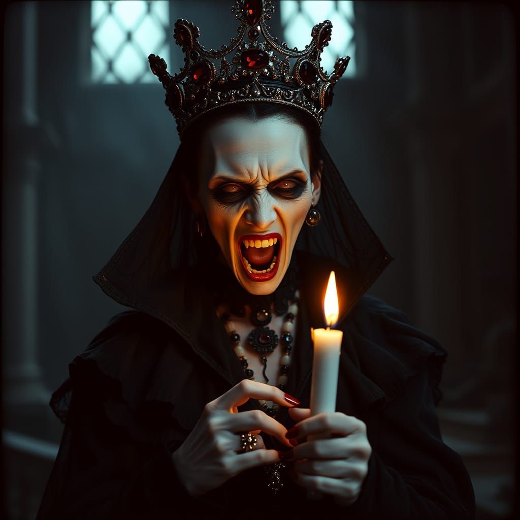 Ethereal Vampire Queen Unleashes Fury in Dark Majesty