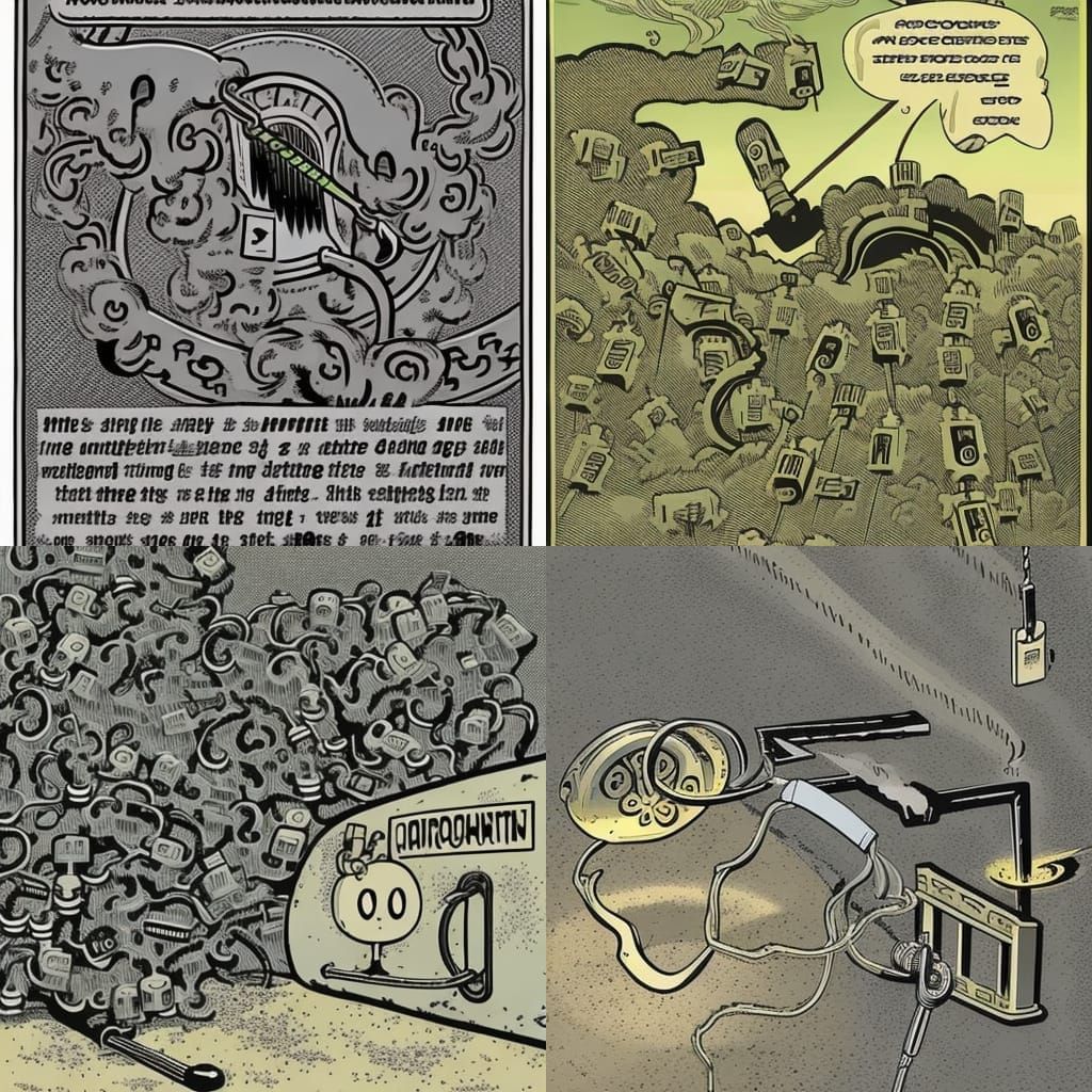 A dark monster attempts to open a padlock with a safety pin underground comix