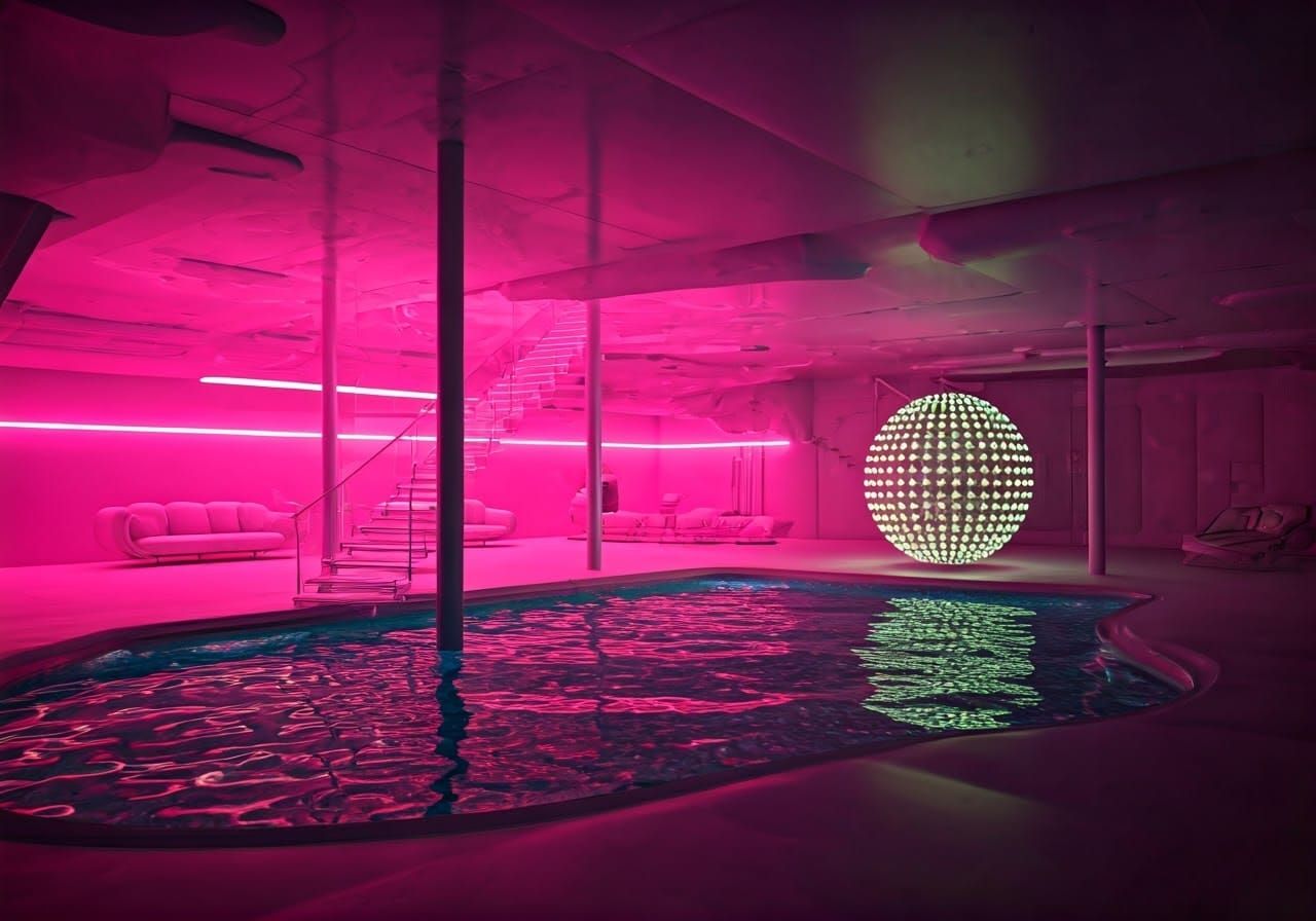 Luxury Living Room in Space Age Retro-Futurism