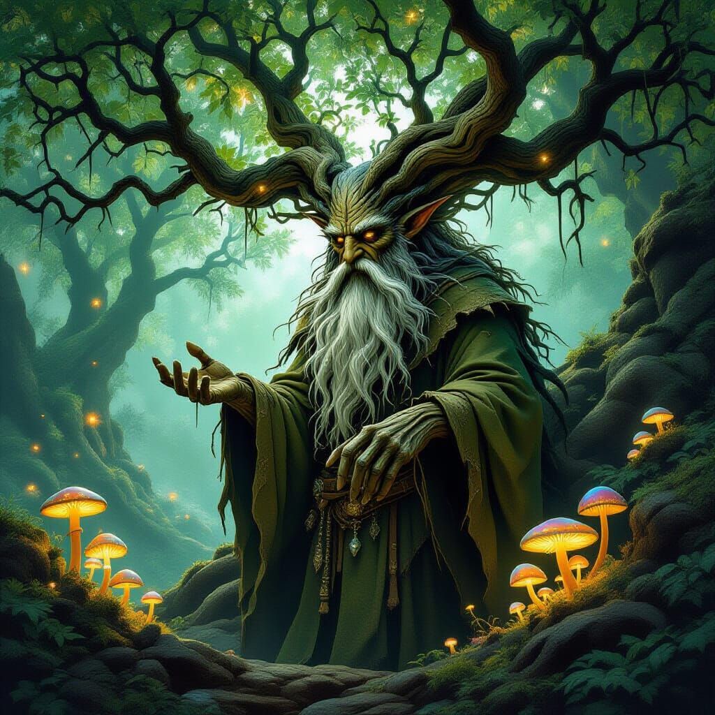 Mystical Treant Guarding Grove in Dark Fantasy Style