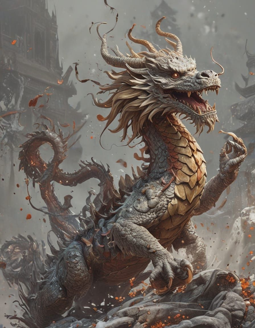 Fantastical Albino Dragon in Vibrant Watercolor