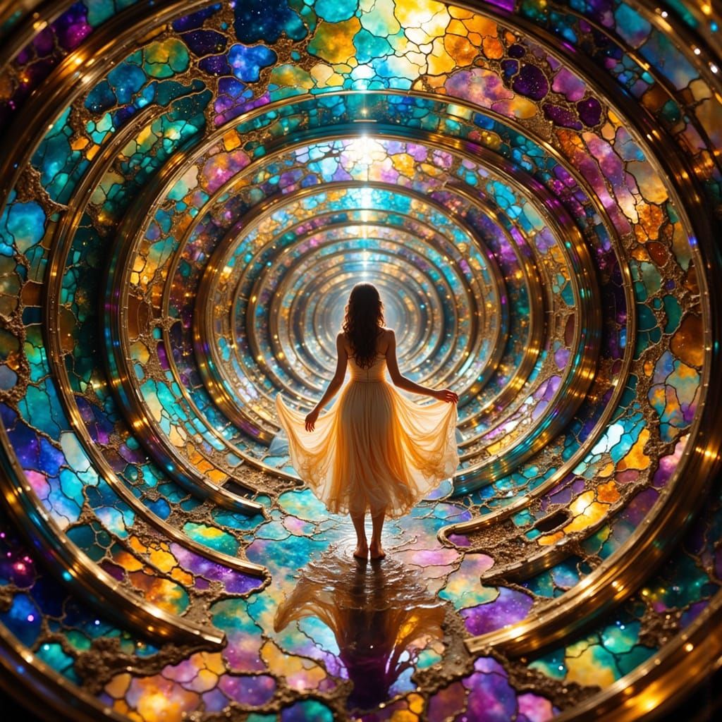 Dreamlike Labyrinth of Kaleidoscopic Reflections in Vibrant ...
