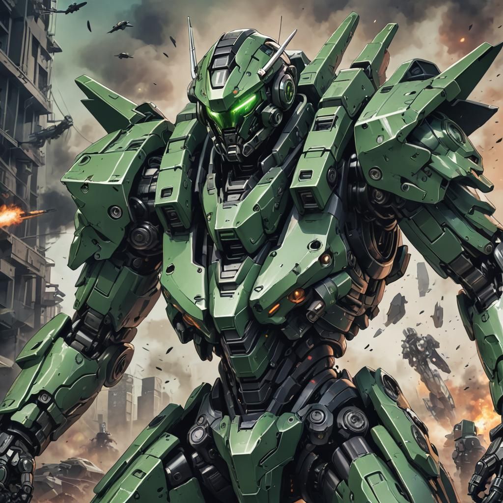 Mecha Pilot in Anime Style on Raging Battlefield
