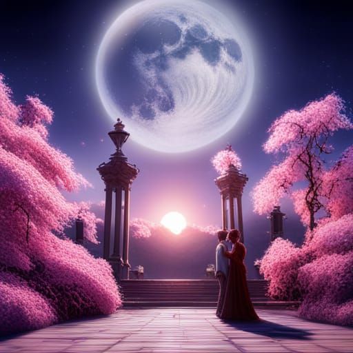 Kissing Under Moonlight: Fantasy Concept Art
