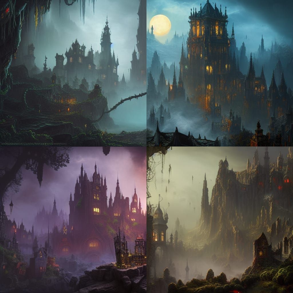 Grim Grinning Ghosts in Detailed Matte Painting