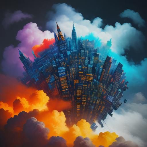 Maximalist Post-Impressionist Cityscape Painting