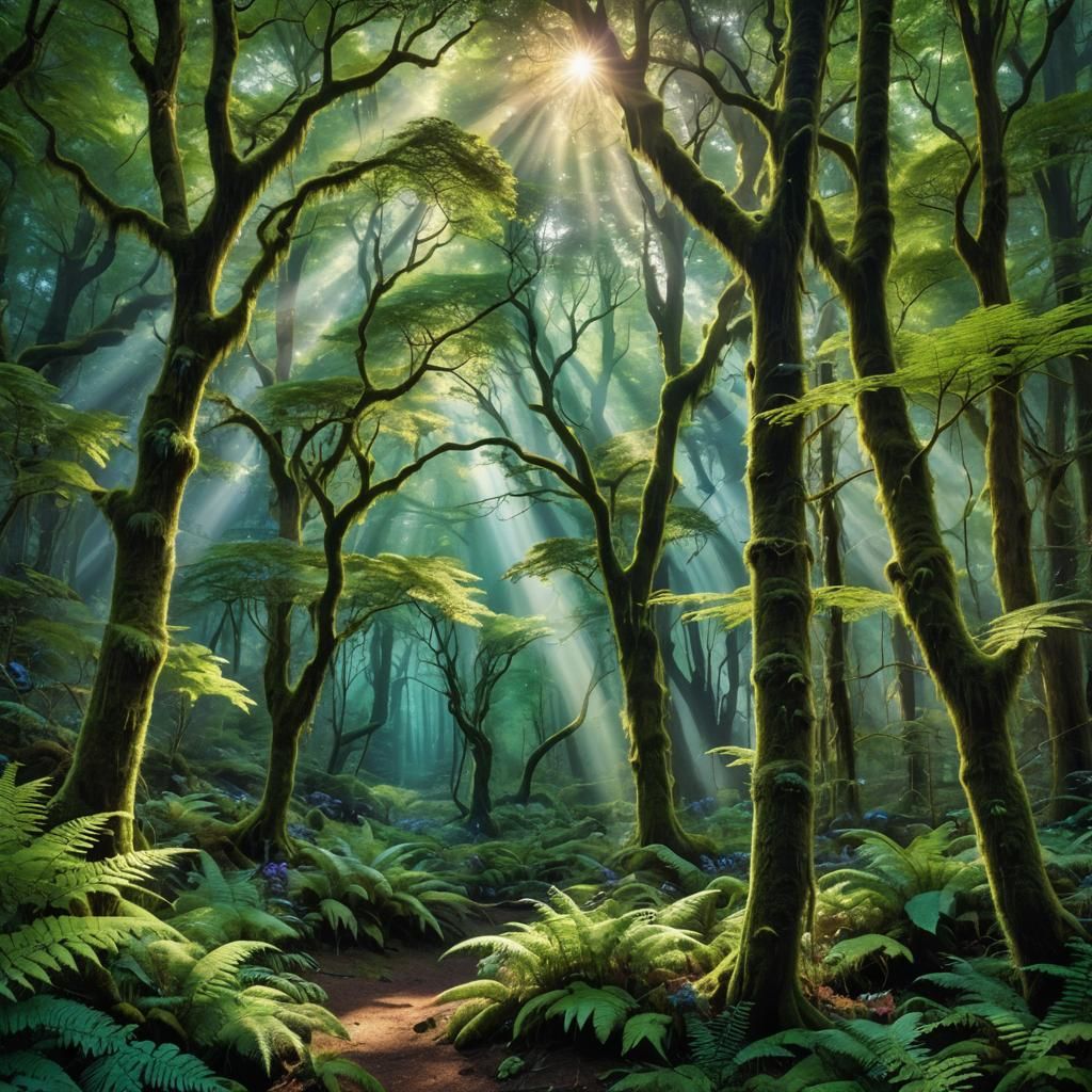 scene of an enchanted forest