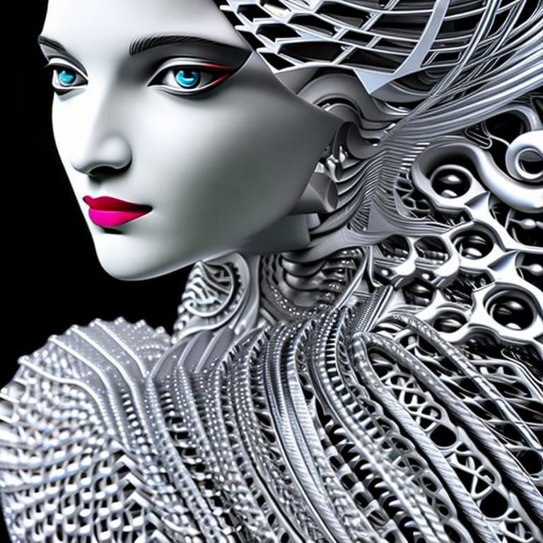 White Sculpture of Woman in Fractal Fantasy Style