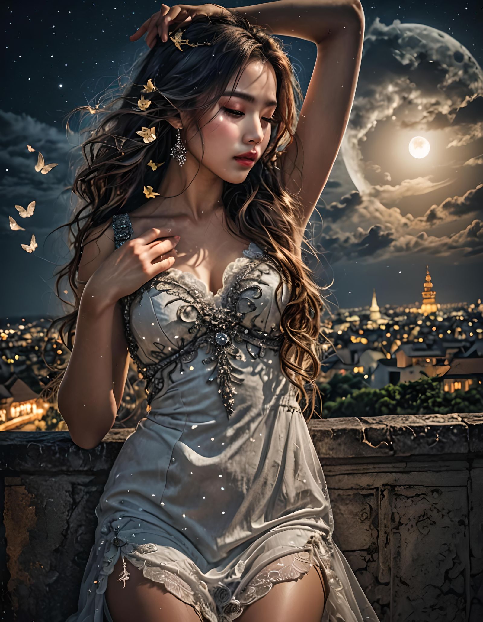 Moonlit Kiss: Hyperrealistic Cinematic Still