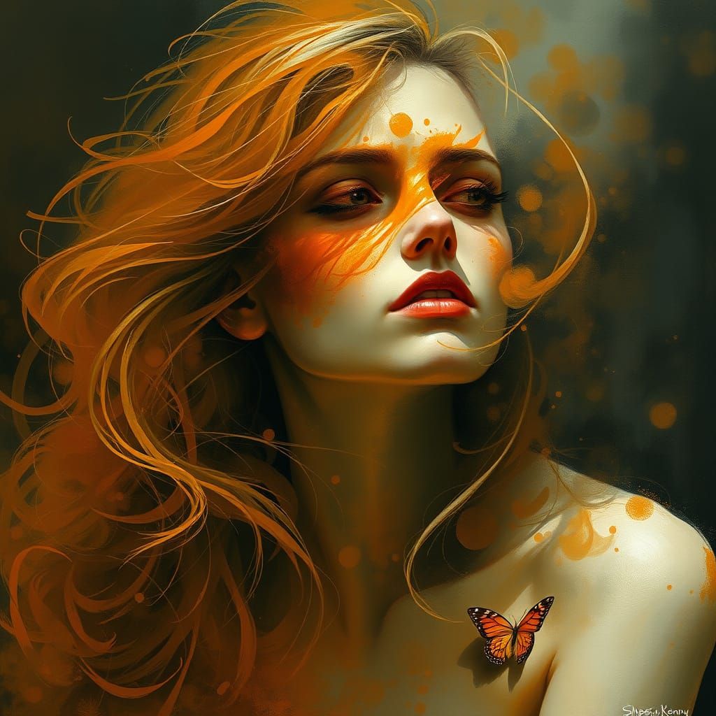 Mysterious Female Figure in Smoky Abstraction