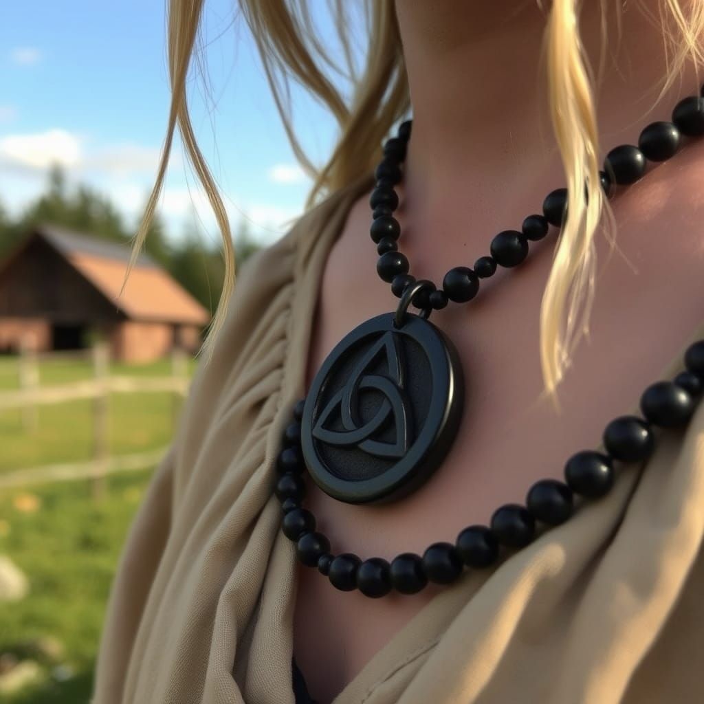 Hematite Triskelion Pendant in Medieval Setting