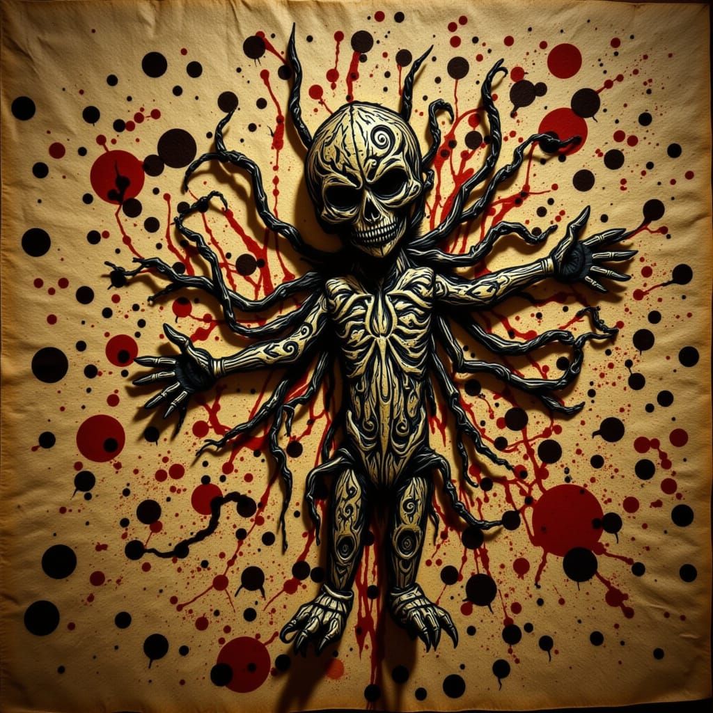 Voodoo Doll Illusion Made of Coffee Stains
