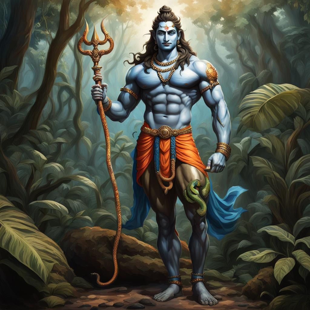 Young Lord Shiva as Jungle Bodybuilder Photograph