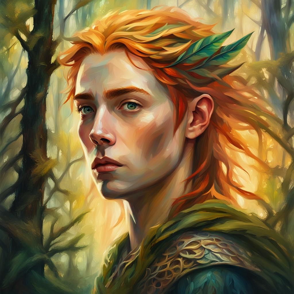 Ethereal High Elf Portrait in Mystical Forest