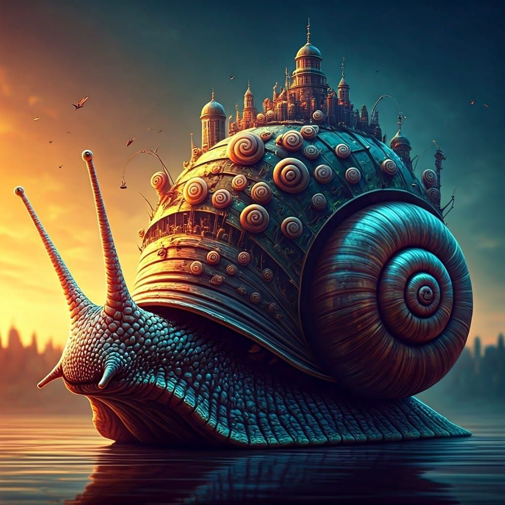 Giant Snail City: Hyperrealistic Concept Art