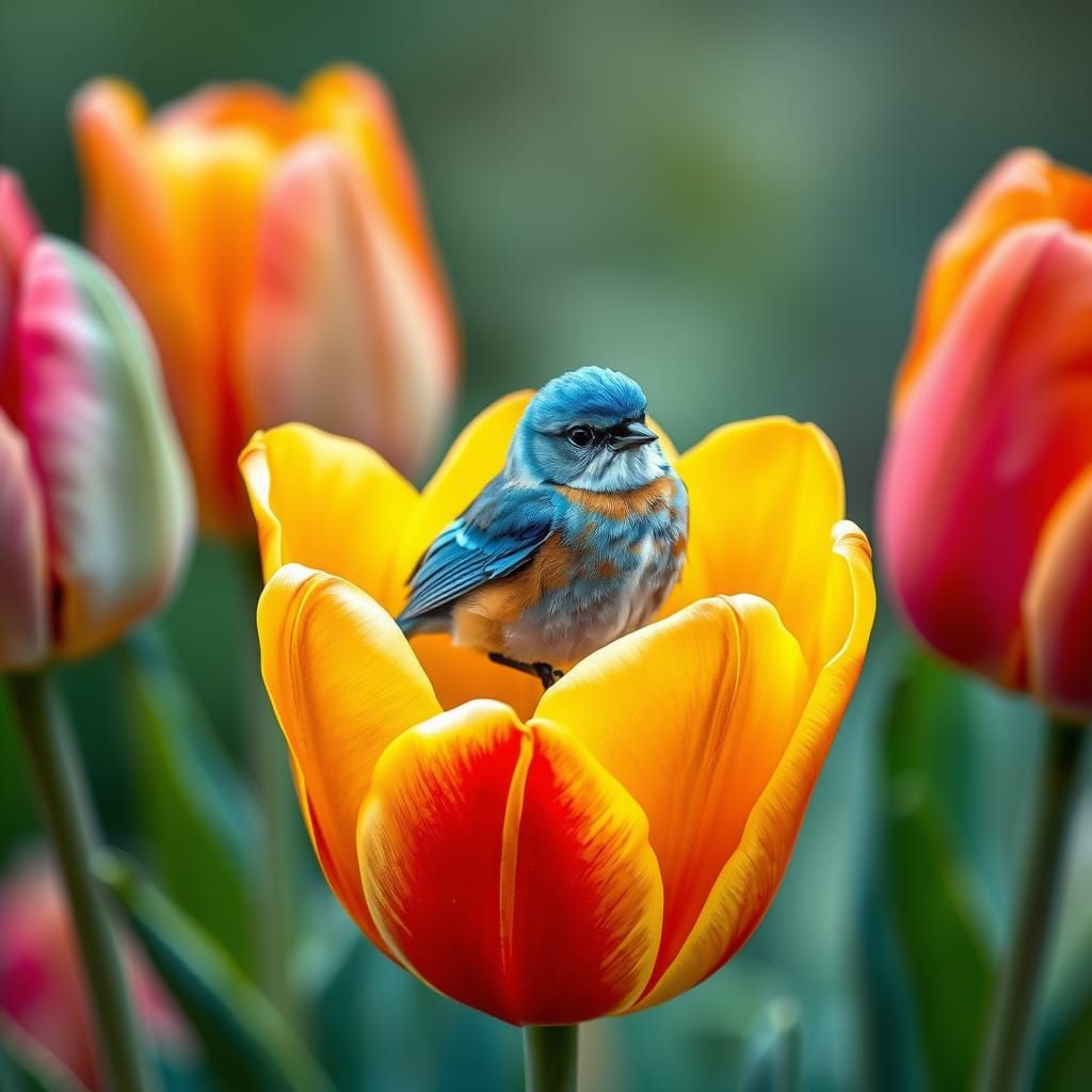 Bluebird in Vibrant Spring Bloom