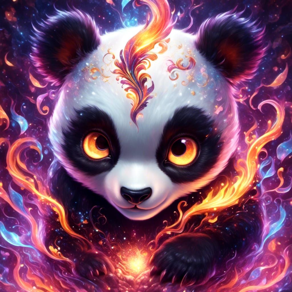 Fierce Panda with Flaming Electric Eyes