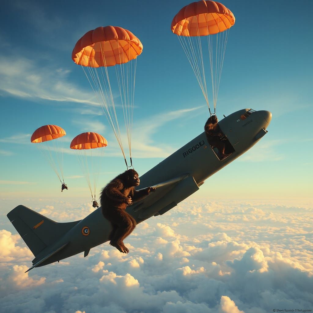 Bigfoot Squadron Parachuting from Plane