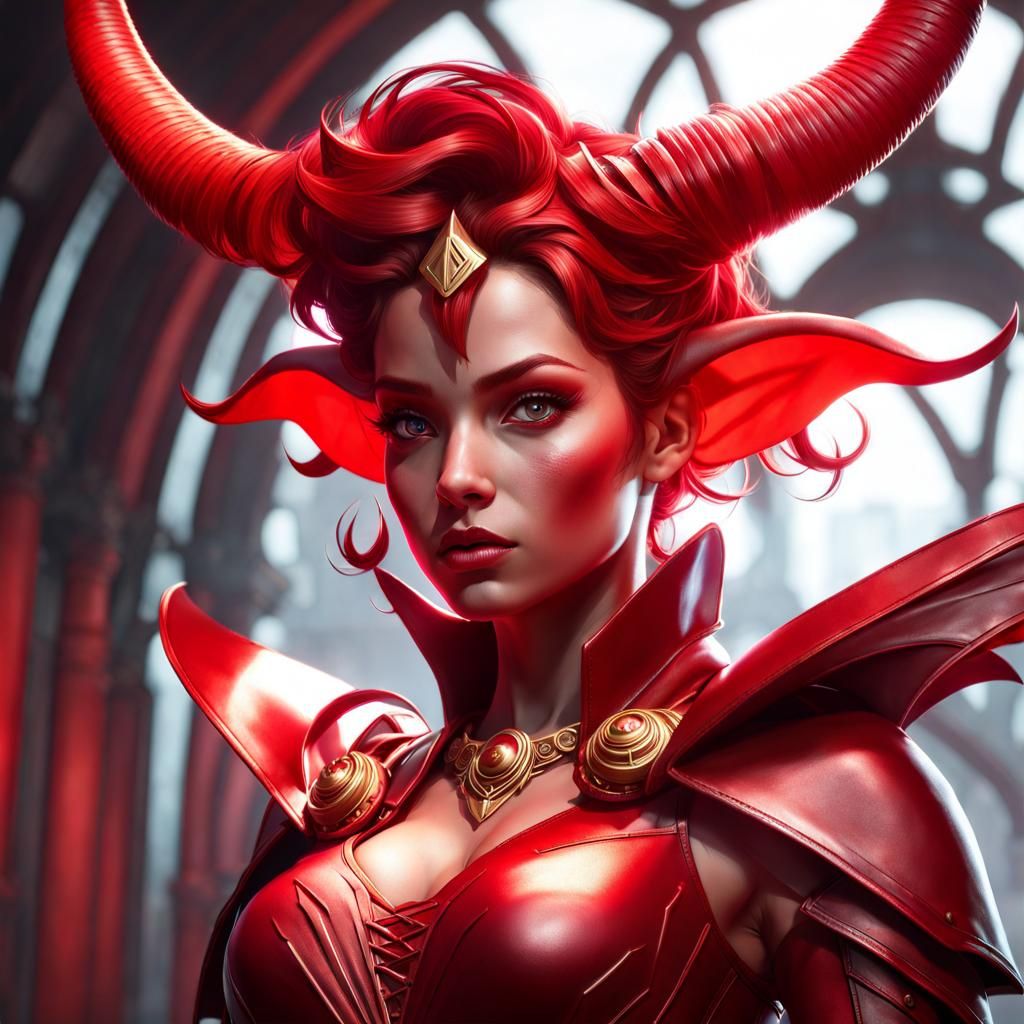 Detailed Portrait of a Red Imp in Fantasy Art Style