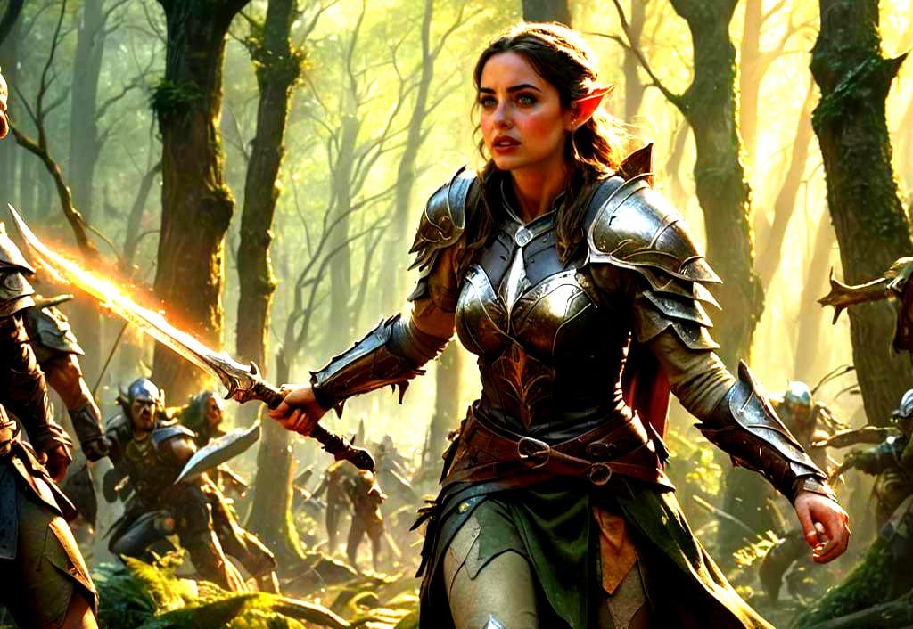 Elf Warrior Ana De Armas Battles Orcs