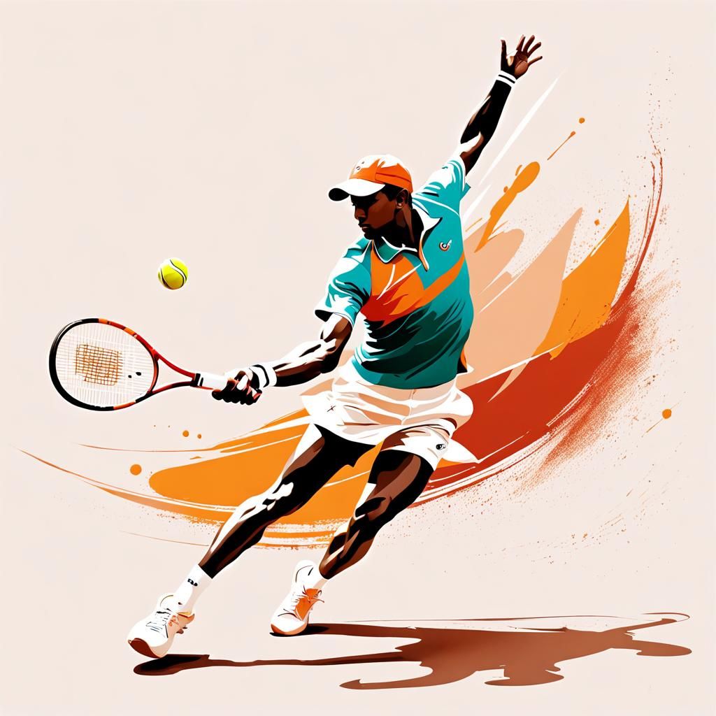 Tennis Player Forehand in Abstract Impressionist Style