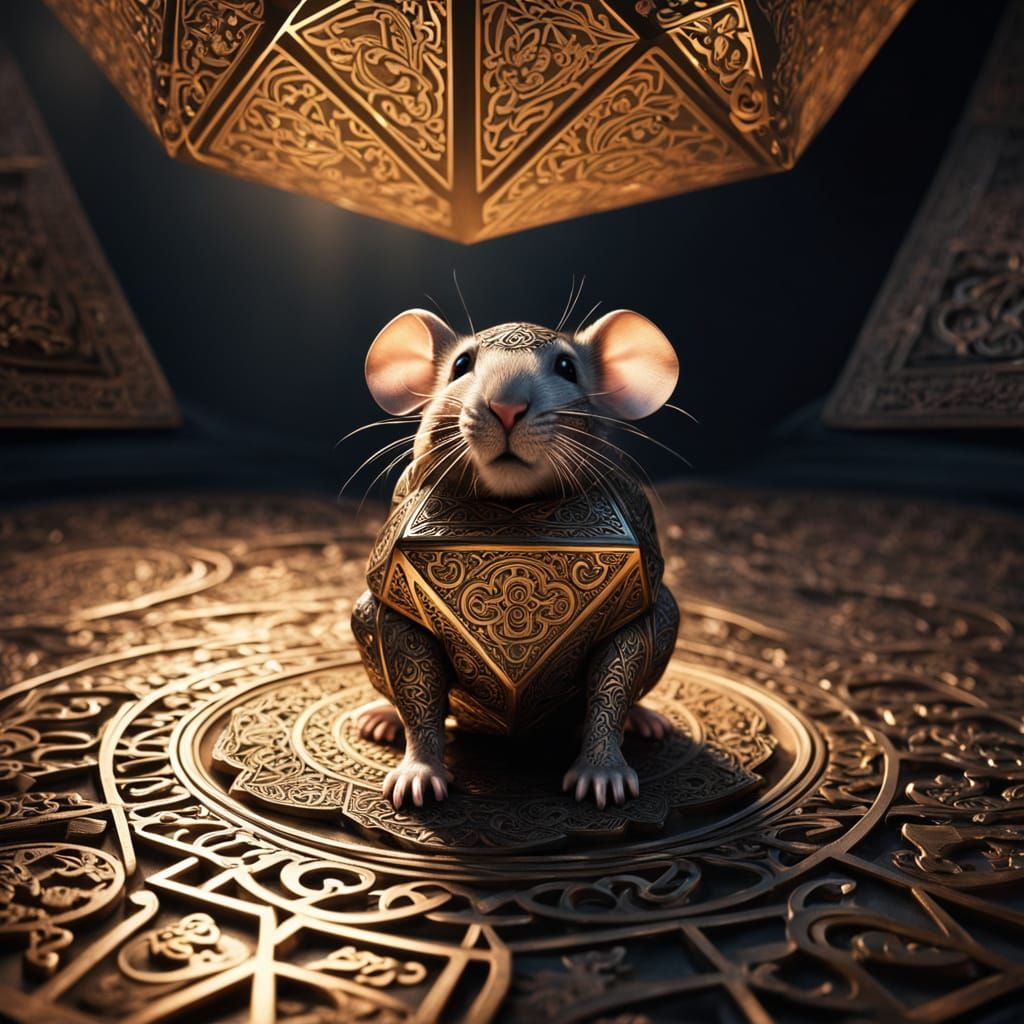 Mystical Bronze Octahedron Illuminated by Golden Hour