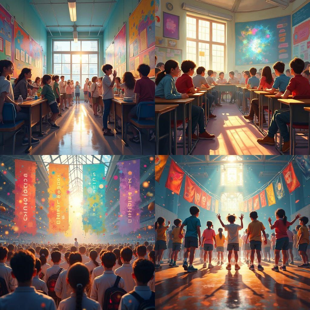 Excited Students at Science Competition Morning