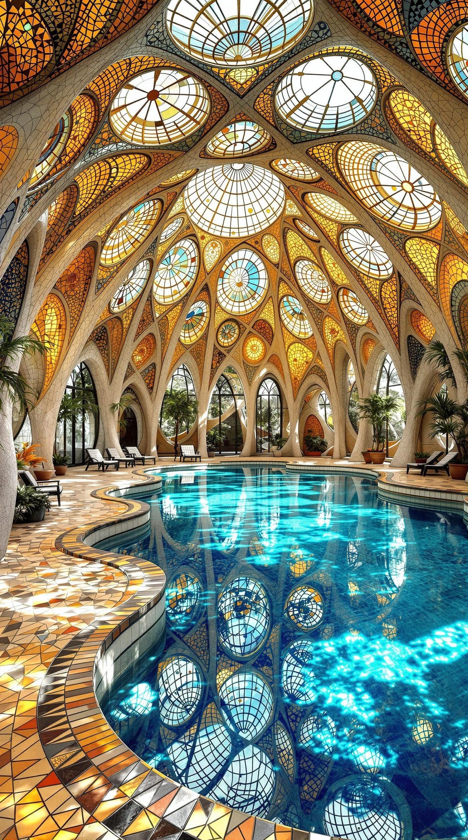 Surreal, Cyberpunk Glass Architecture Inspired by Gaudi