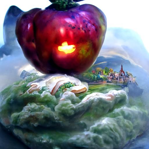 God Eating Apple in Ethereal Fantasy Style