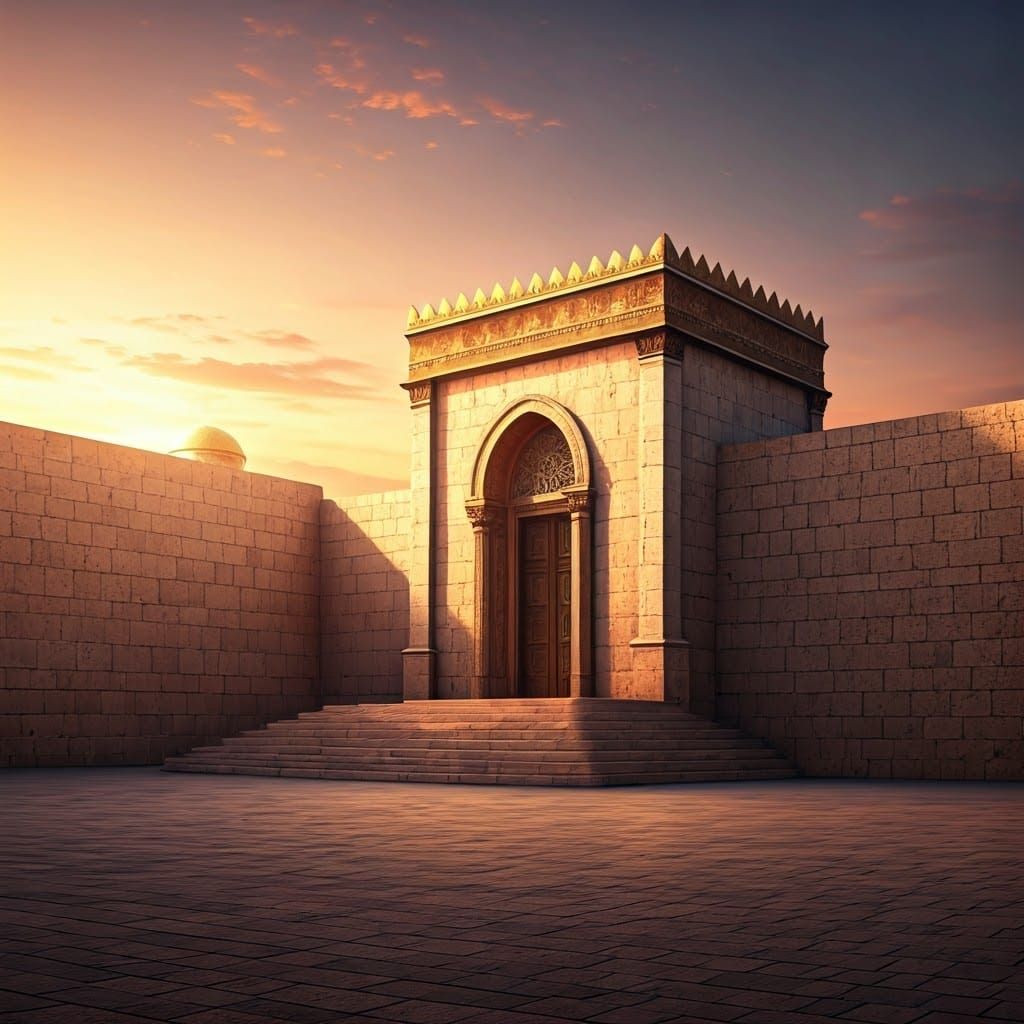 Ancient Jewish Temple in Sunset Glory