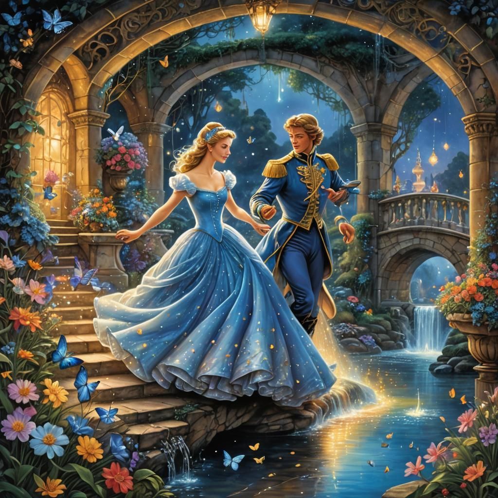 Cinderella's Enchanted Dance in a Magical Garden