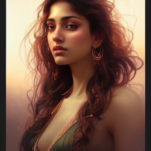 Detailed Portrait of a Curly-Haired Woman