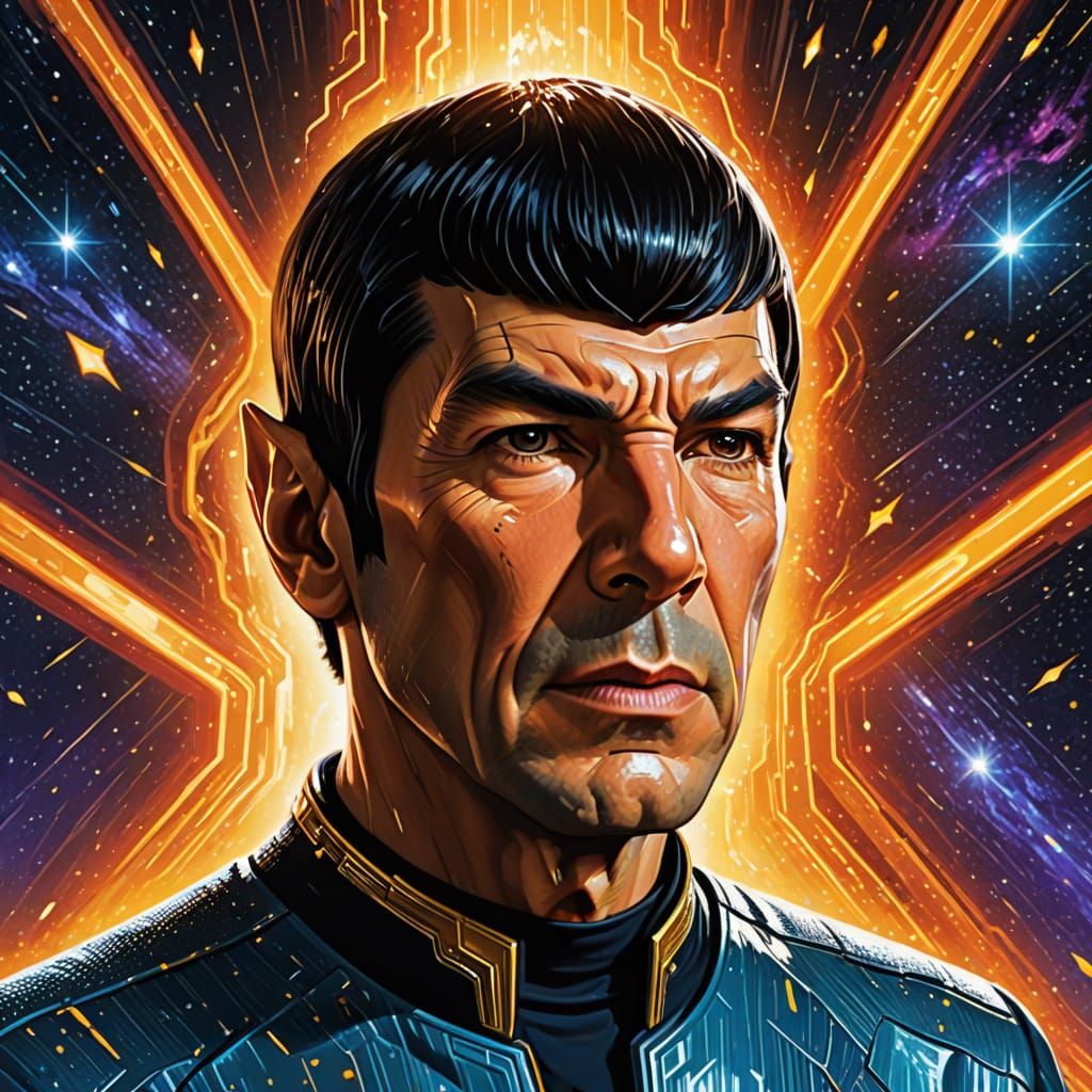 Hyper-Realistic Spock Portrait in Vibrant Digital Art