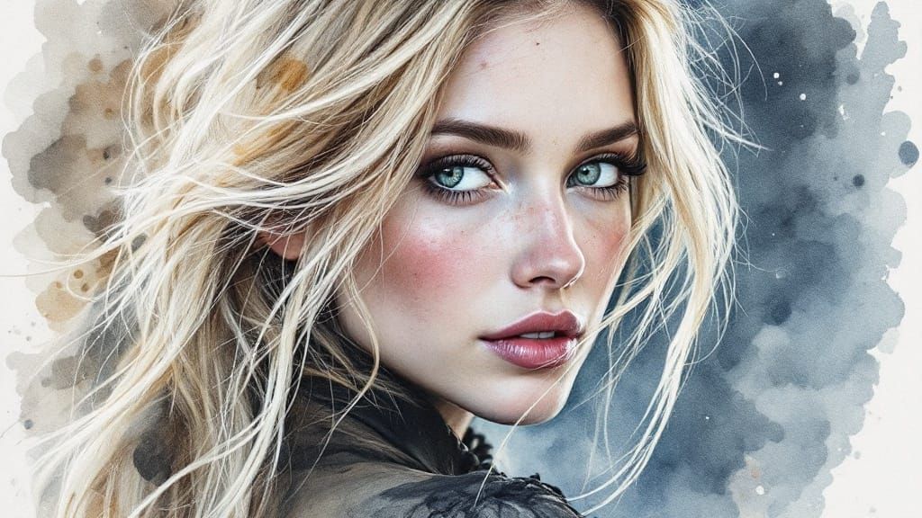 Ethereal Scandinavian Beauty in Watercolor Style