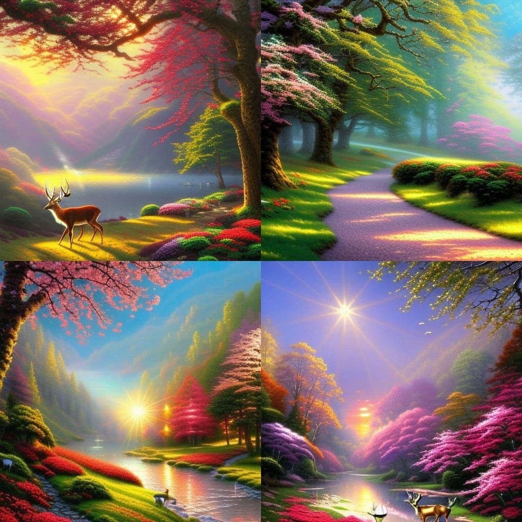 Deer with Cherry Blossoms in Ethereal Light