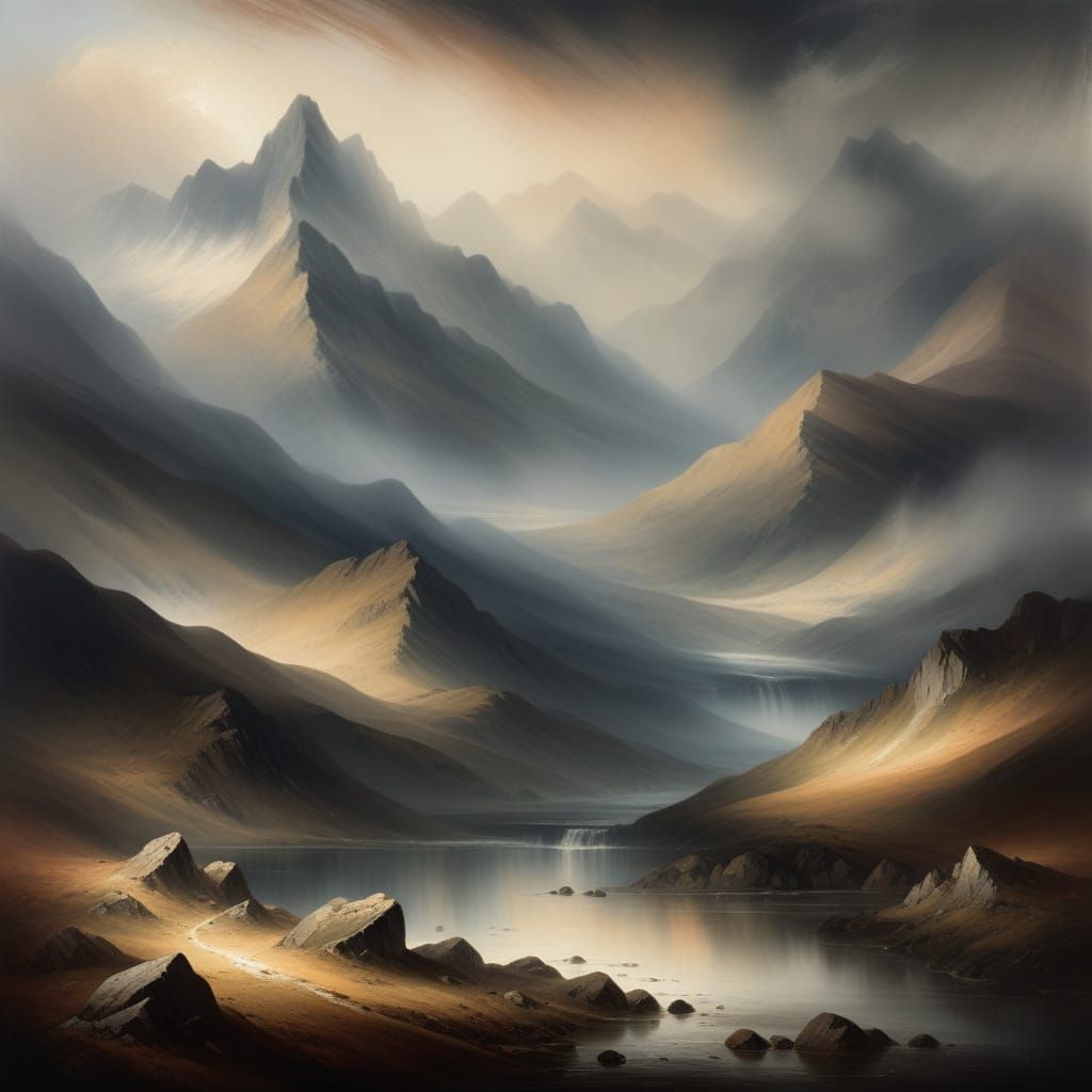 Misty Mountains in Romantic Style