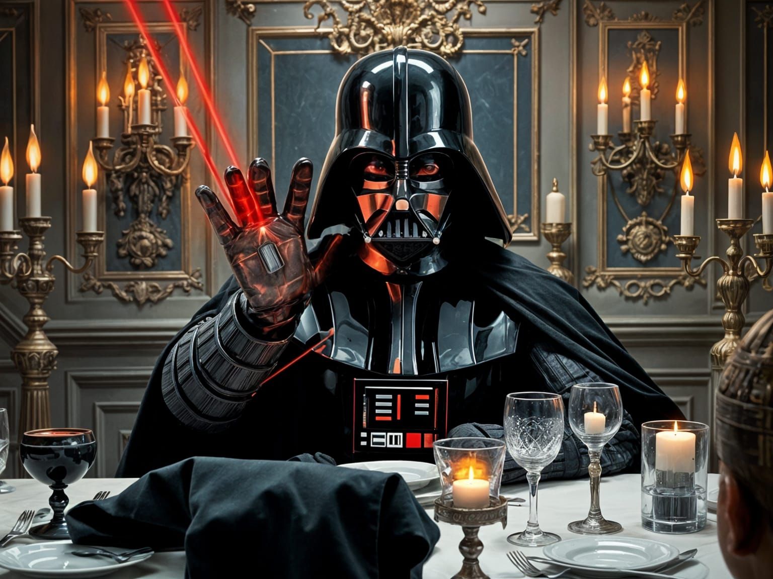 Darth Vader Stops Laser at Dinner