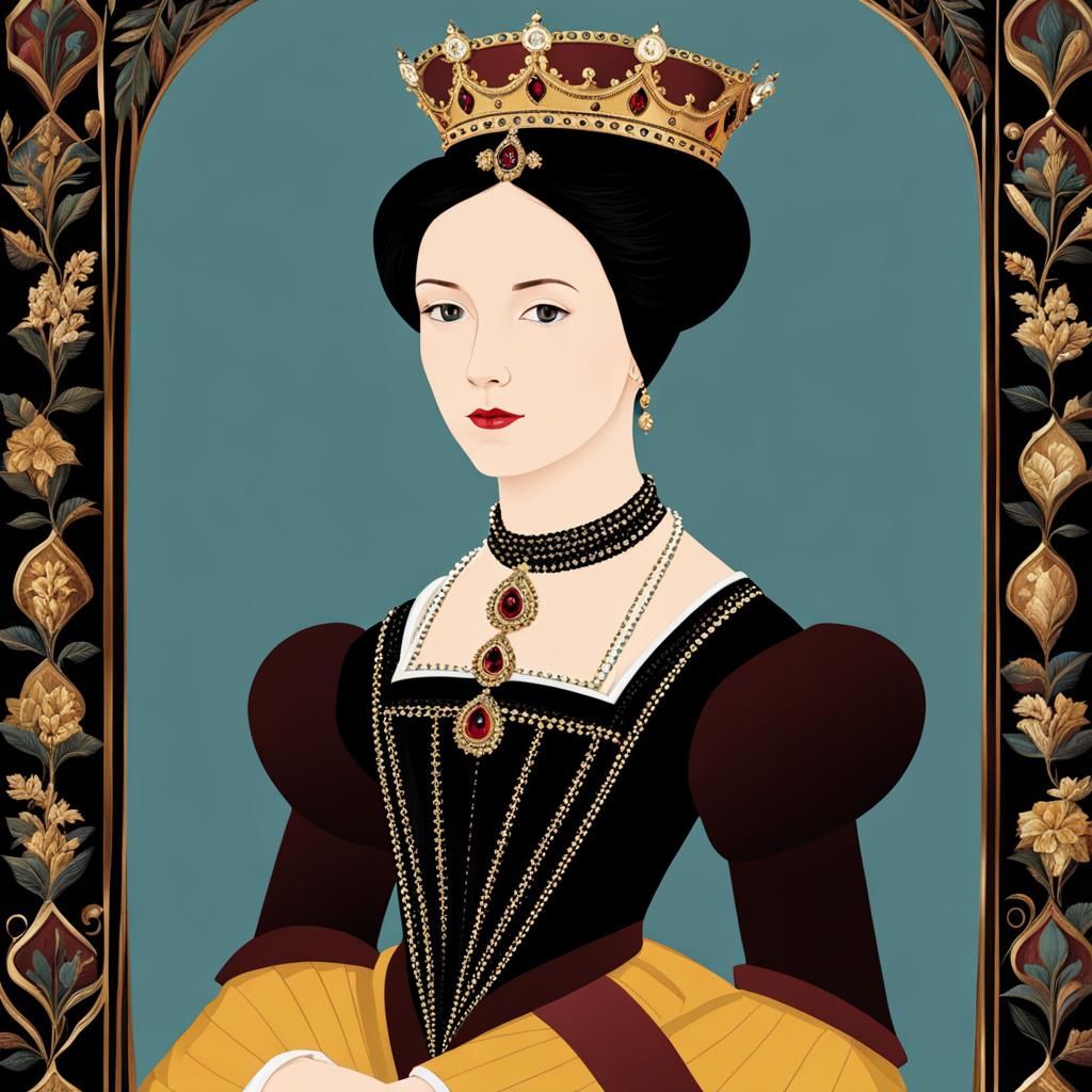 Tudor Queen with Dark Eyes Portrait
