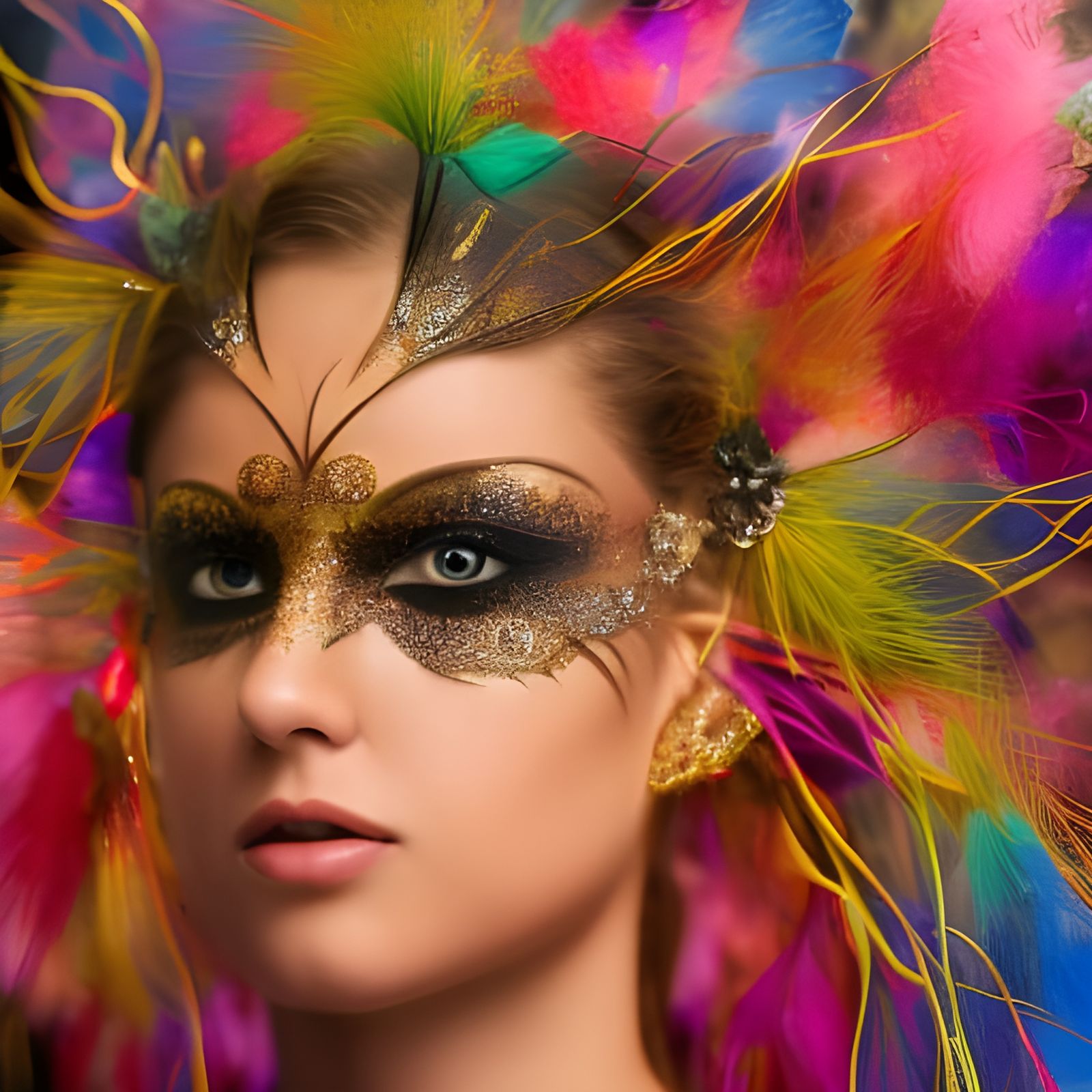 Masquerade mask butterfly-shaped with feathers