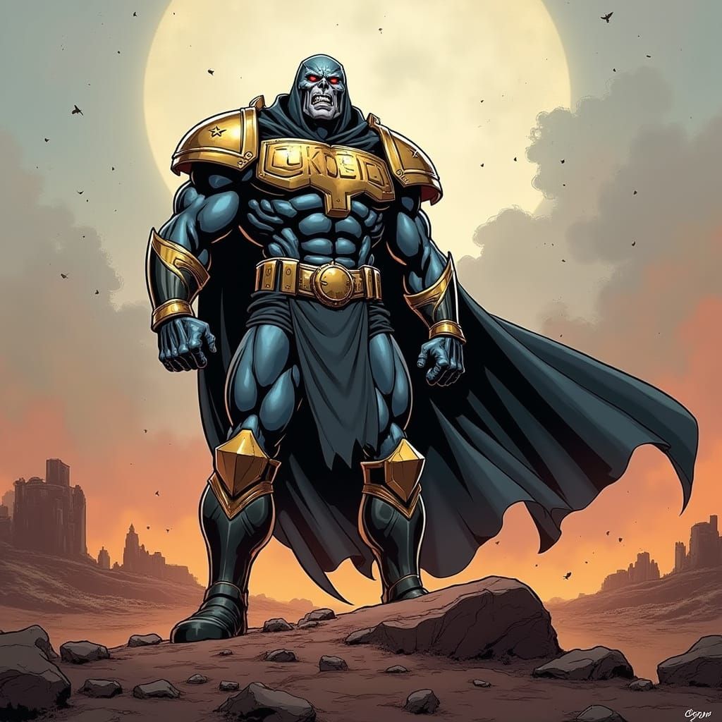 Darkseid Surveys His Dominion in Epic Comic Art Style