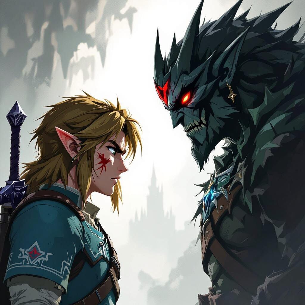 Link's Fierce Stare Down Against Calamity Ganon