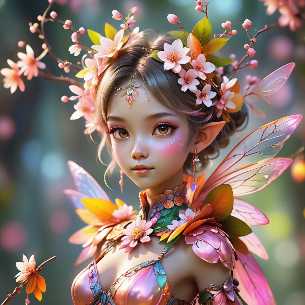Mango Blossom Fairy Portrait in 3D Concept Art