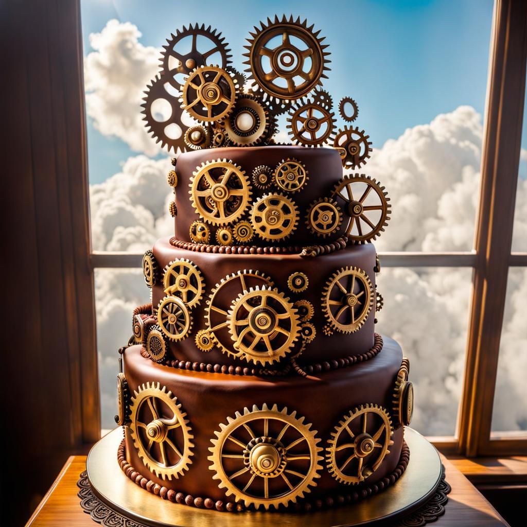 Edible Steampunk Cake Sculpture in Divine Sunlight