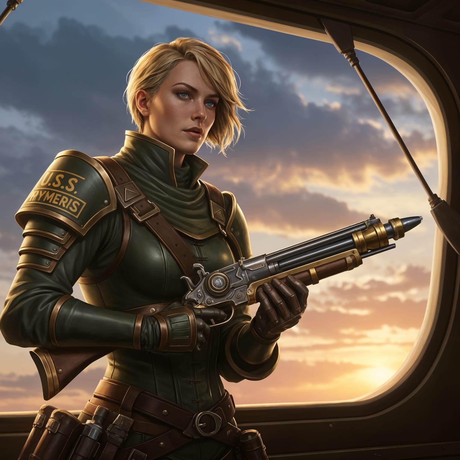 Steampunk Airship Soldier with Enhanced Musket