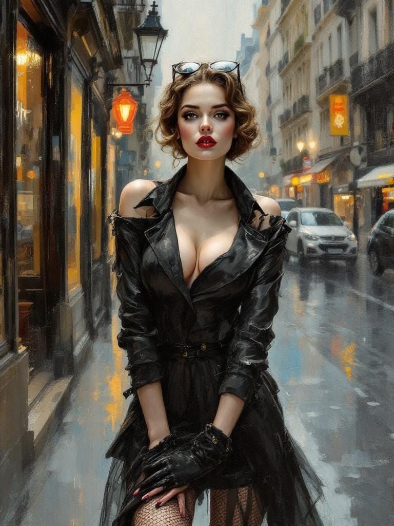 Paris Street Scene in Encrustique Style