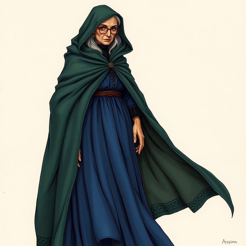 Enchanted Fantasy Sorceress in Whimsical Illustration Style