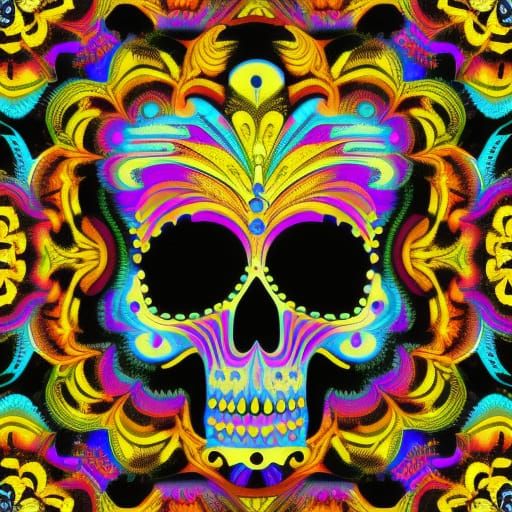 Psychedelic Skull Pattern: Vibrant and Intricate