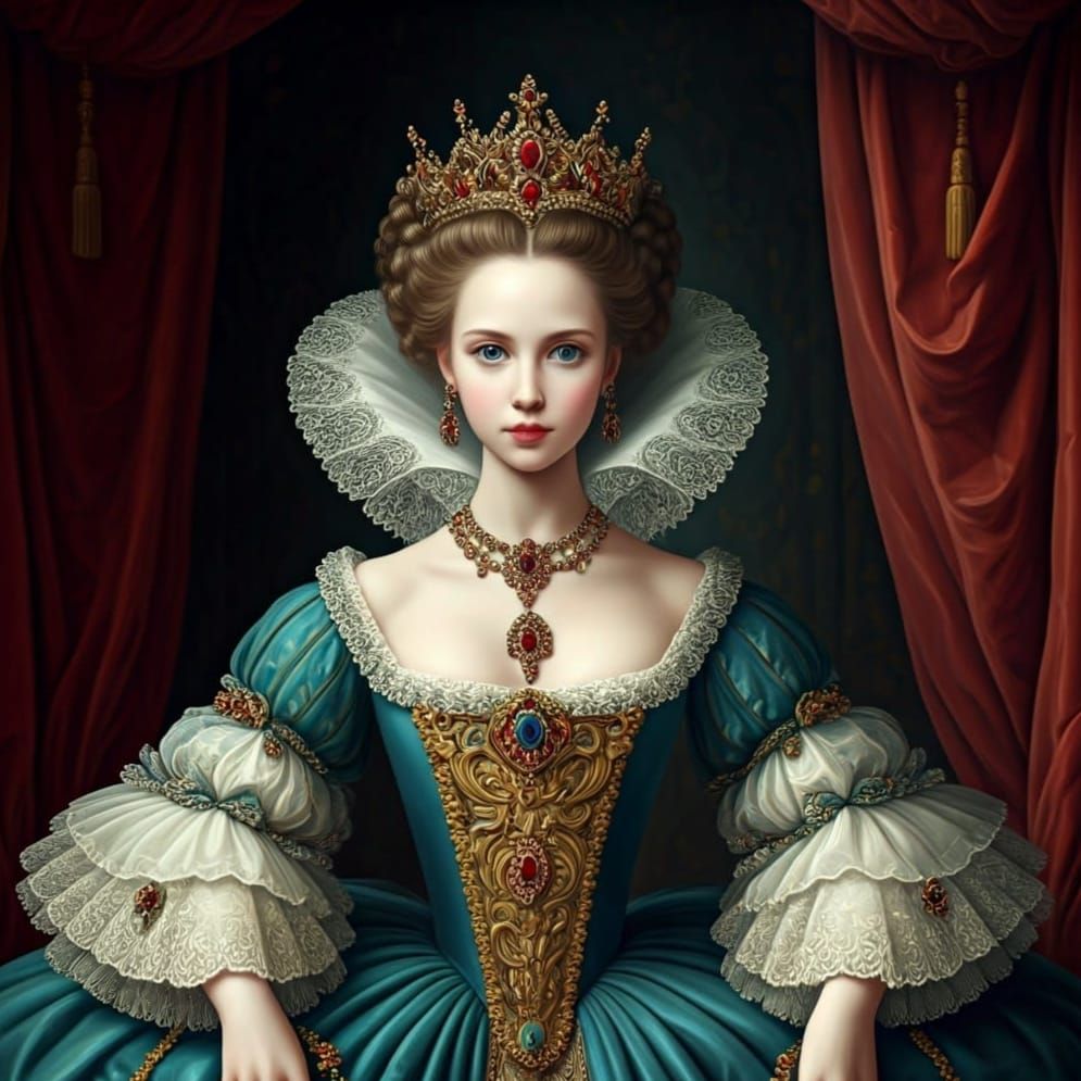 Baroque Empress Dancing with Prince: Academic Art